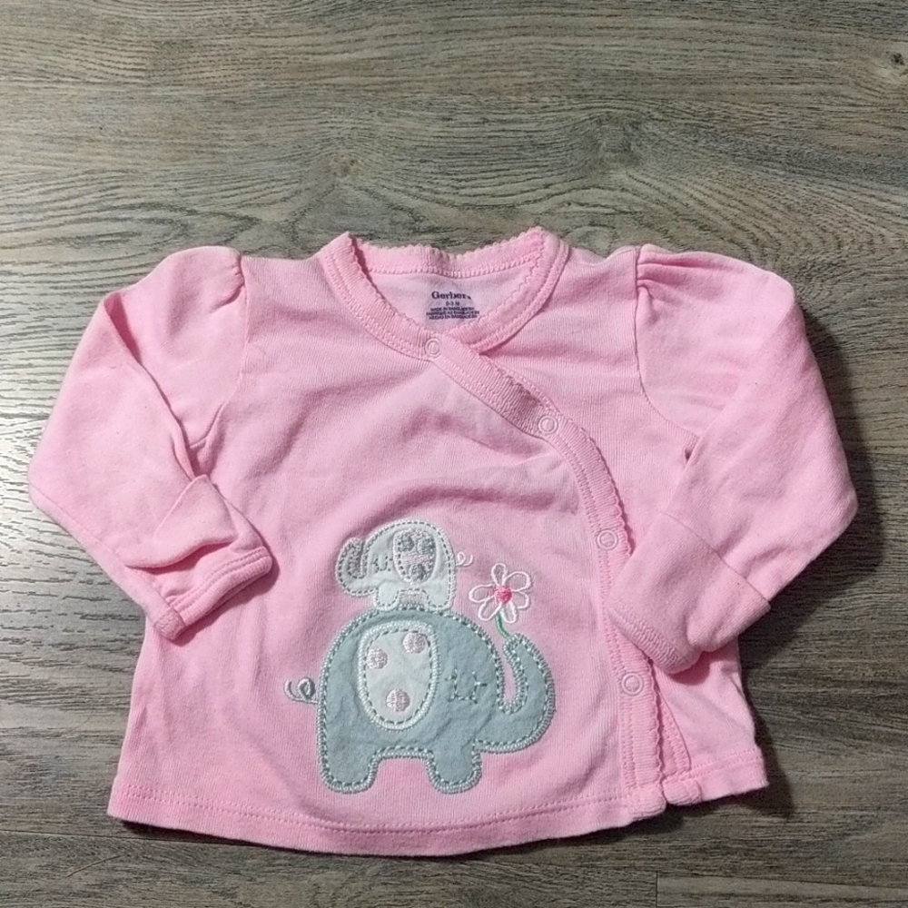 Gerber Girls Pink Top 0-3 Size Elephant